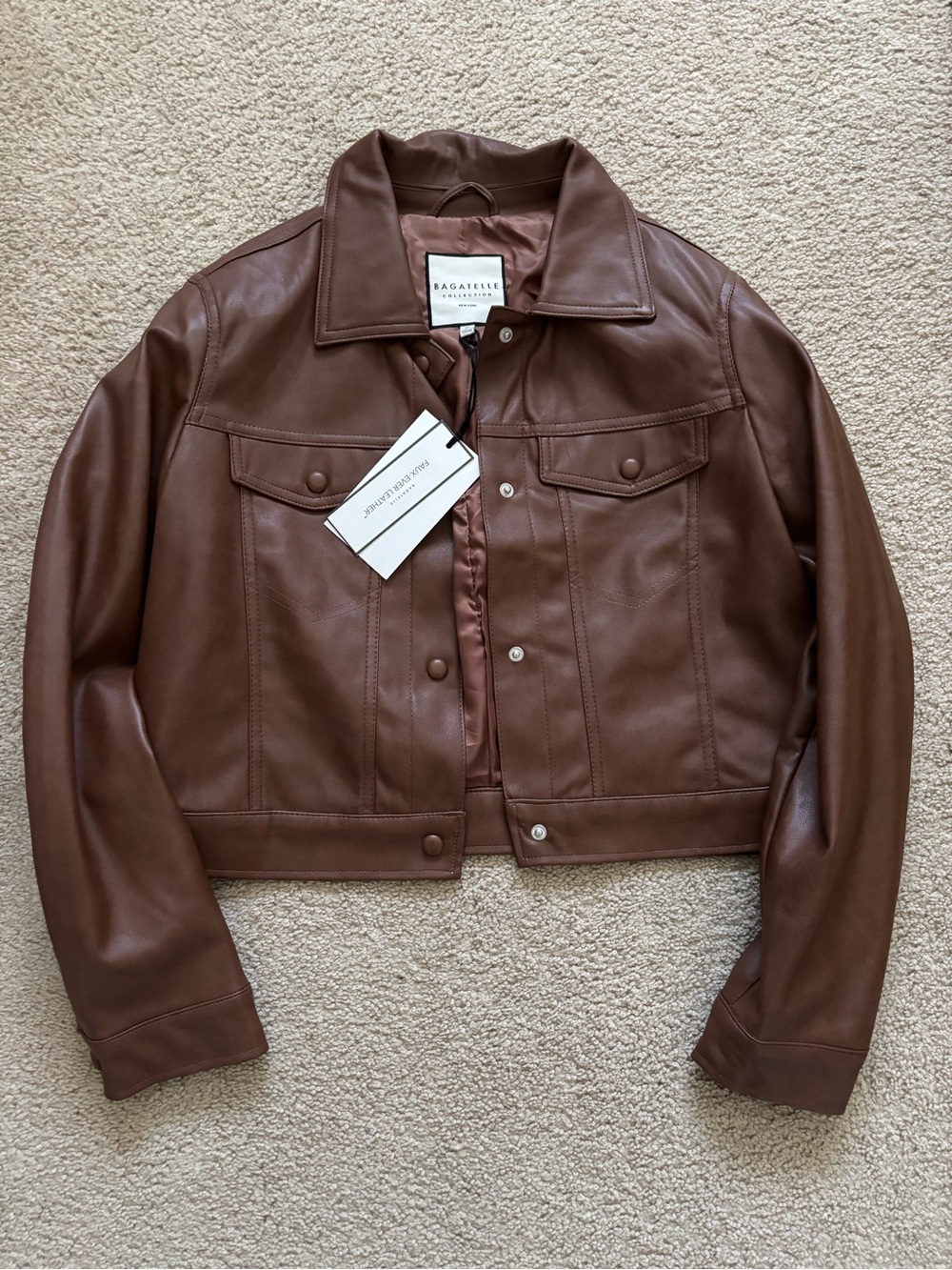 NWT Bagatelle Collection Women’s Faux Leather Jacket Brown